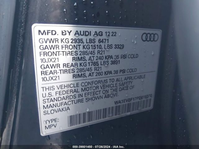 Photo 8 VIN: WA1EVBF17PD015370 - AUDI Q8 