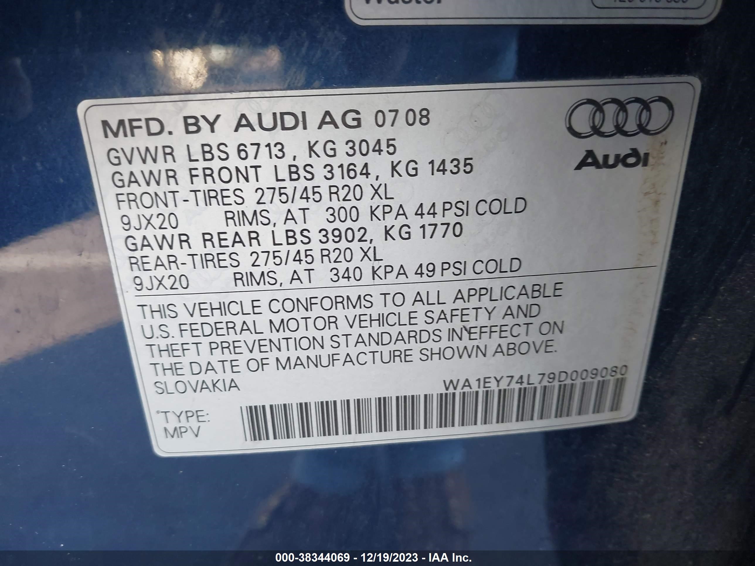 Photo 8 VIN: WA1EY74L79D009080 - AUDI Q7 