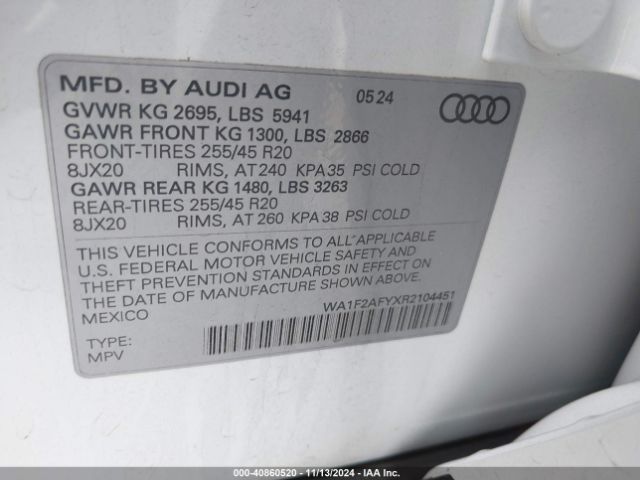 Photo 8 VIN: WA1F2AFYXR2104451 - AUDI Q5 E 