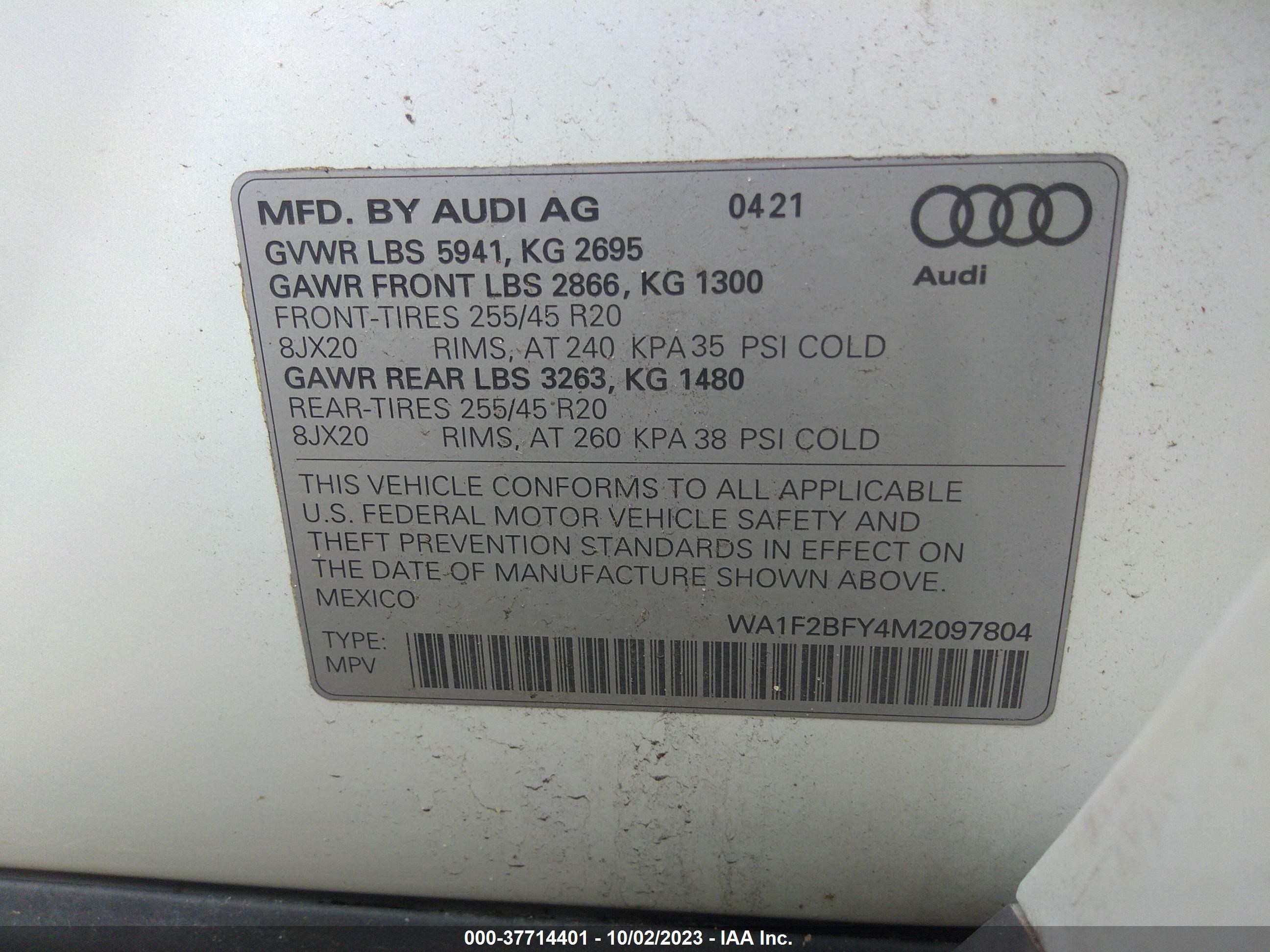 Photo 8 VIN: WA1F2BFY4M2097804 - AUDI Q5 