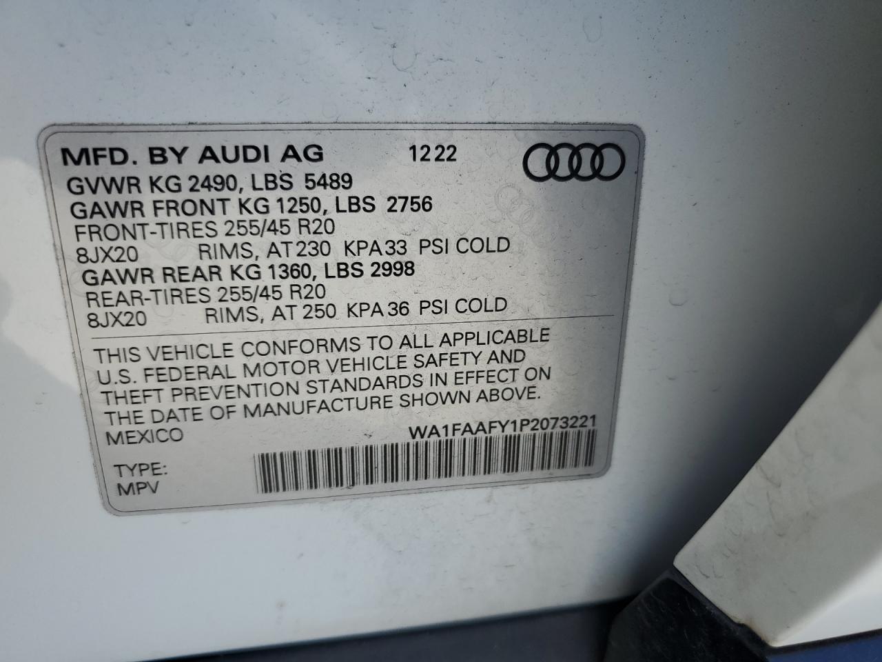 Photo 11 VIN: WA1FAAFY1P2073221 - AUDI Q5 