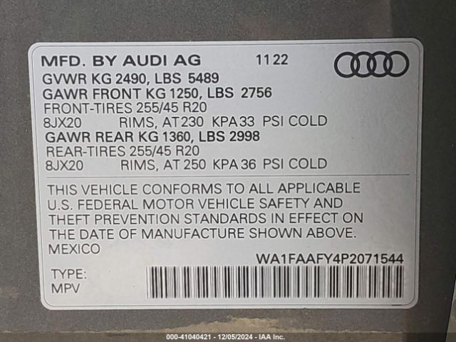 Photo 8 VIN: WA1FAAFY4P2071544 - AUDI Q5 