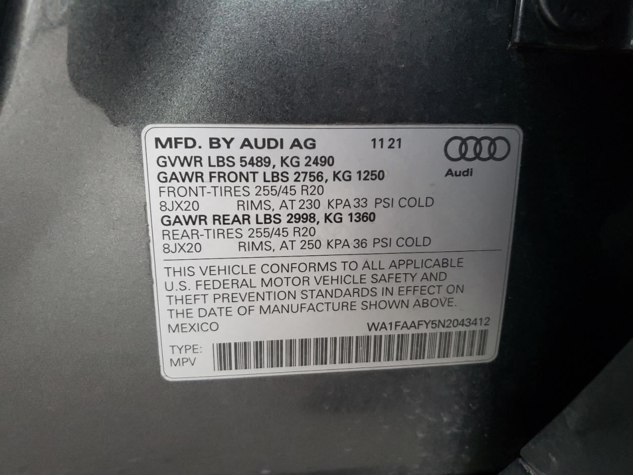 Photo 12 VIN: WA1FAAFY5N2043412 - AUDI Q5 