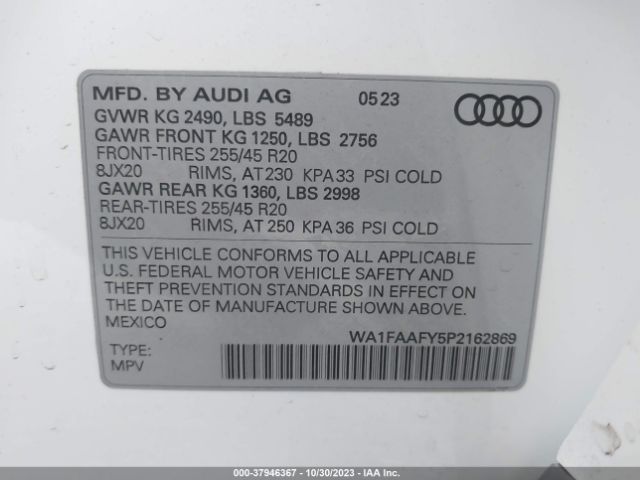 Photo 8 VIN: WA1FAAFY5P2162869 - AUDI Q5 