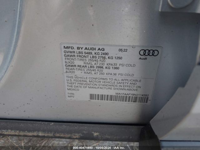 Photo 8 VIN: WA1FAAFY8N2114392 - AUDI Q5 