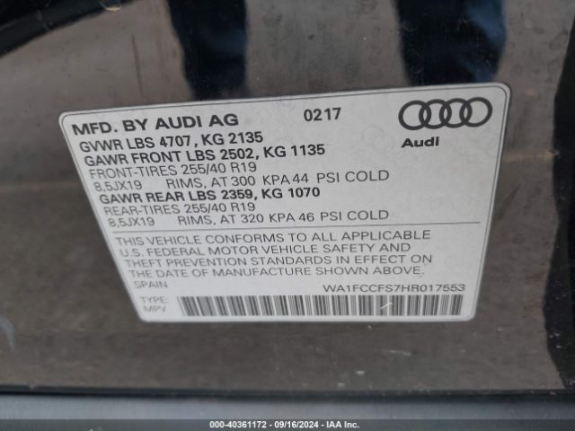 Photo 8 VIN: WA1FCCFS7HR017553 - AUDI Q3 