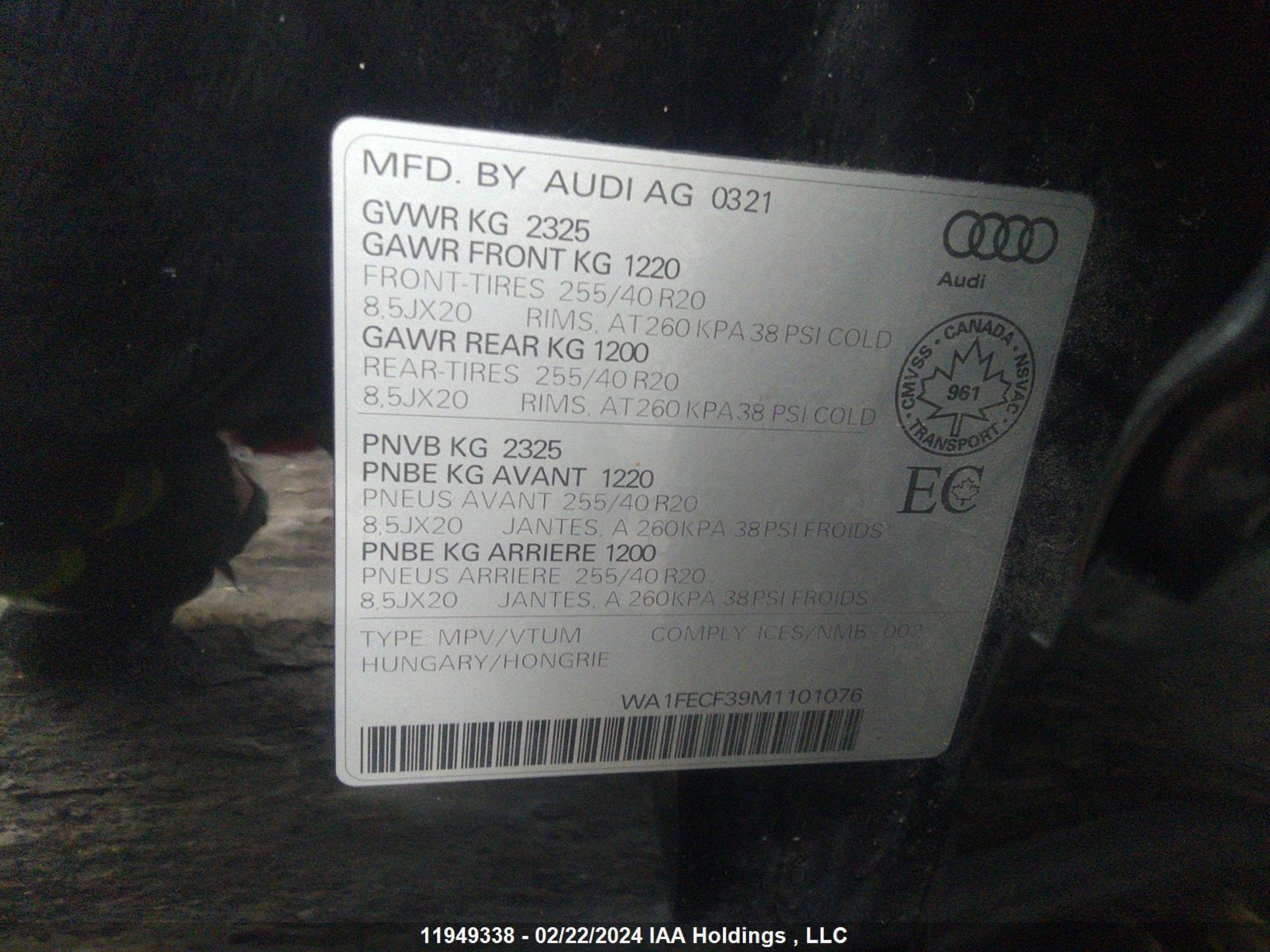 Photo 8 VIN: WA1FECF39M1101076 - AUDI Q3 