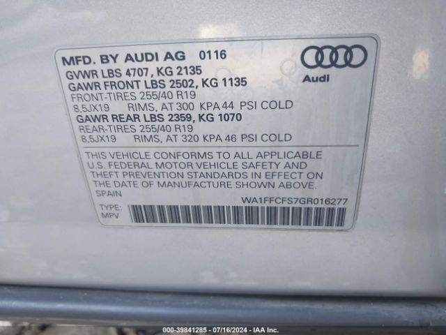 Photo 8 VIN: WA1FFCFS7GR016277 - AUDI Q3 