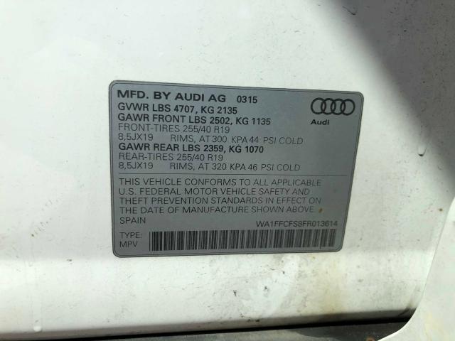 Photo 9 VIN: WA1FFCFS8FR013614 - AUDI Q3 PRESTIG 