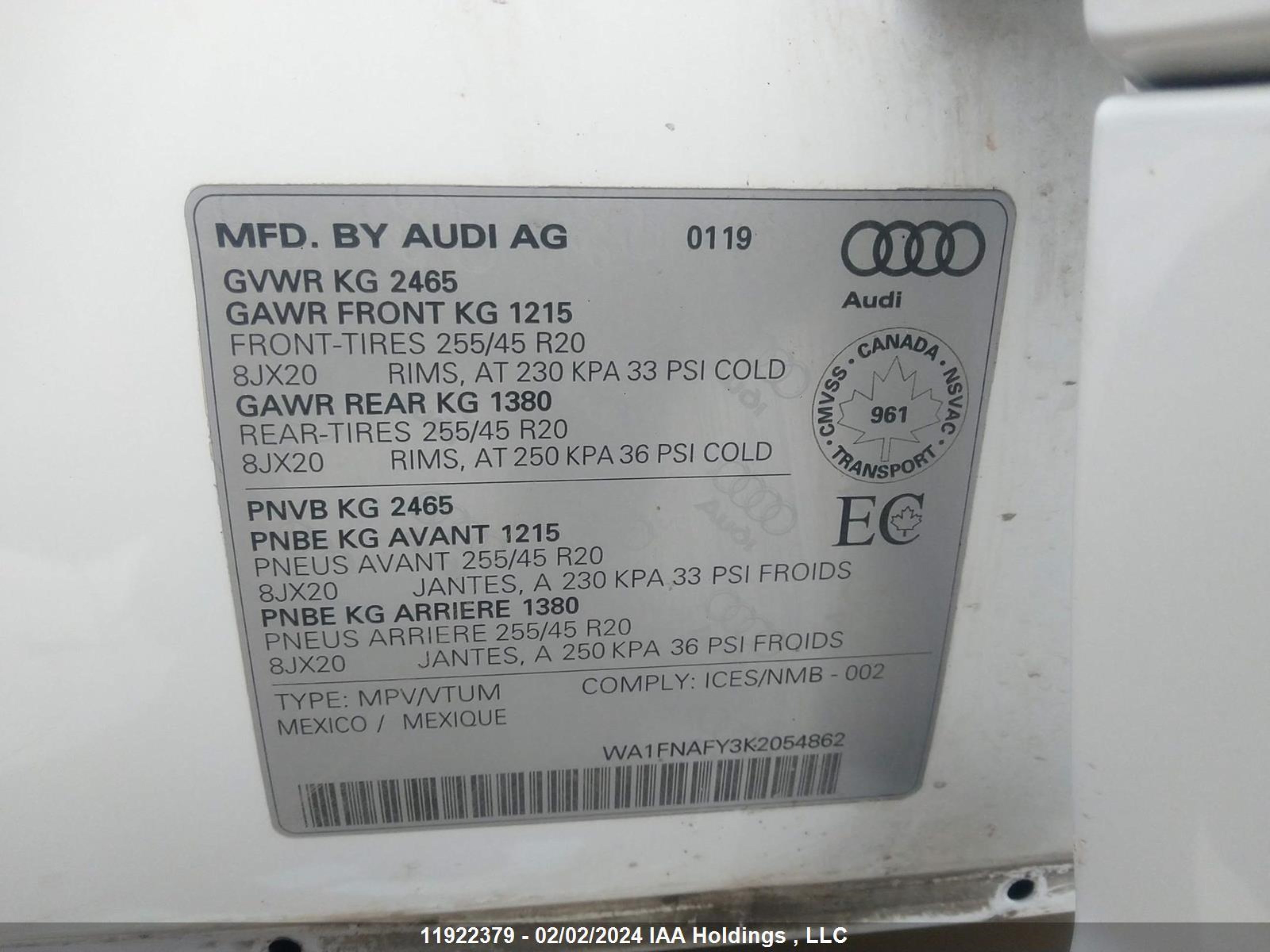 Photo 8 VIN: WA1FNAFY3K2054862 - AUDI Q5 