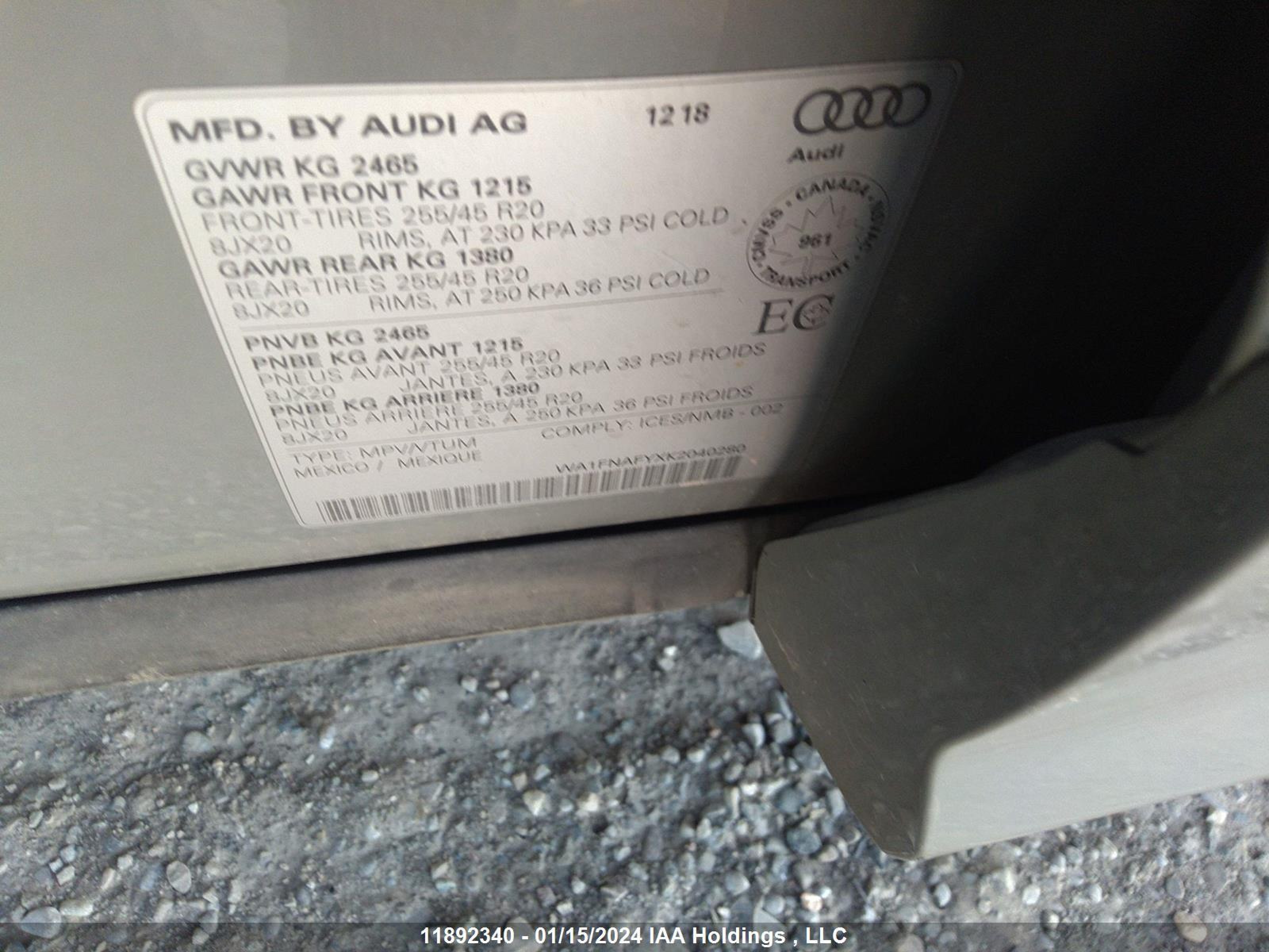 Photo 8 VIN: WA1FNAFYXK2040280 - AUDI Q5 