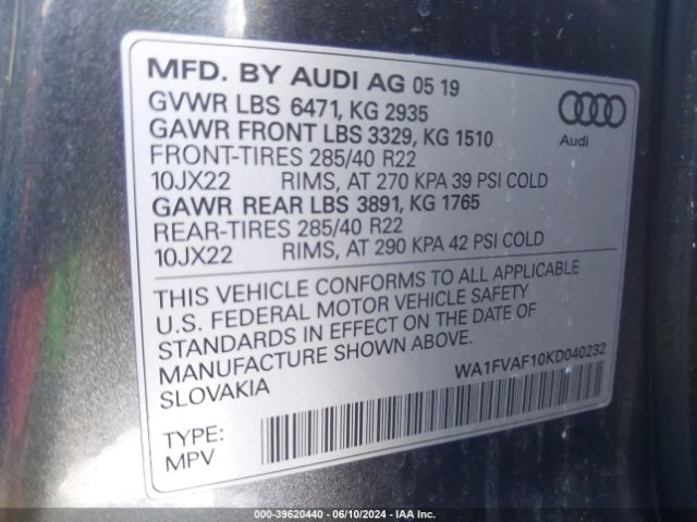 Photo 8 VIN: WA1FVAF10KD040232 - AUDI Q8 