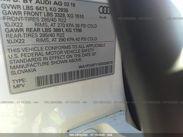 Photo 8 VIN: WA1FVAF11KD033273 - AUDI Q8 