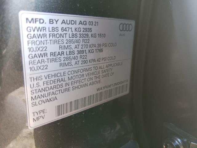 Photo 9 VIN: WA1FVAF12MD034113 - AUDI Q8 