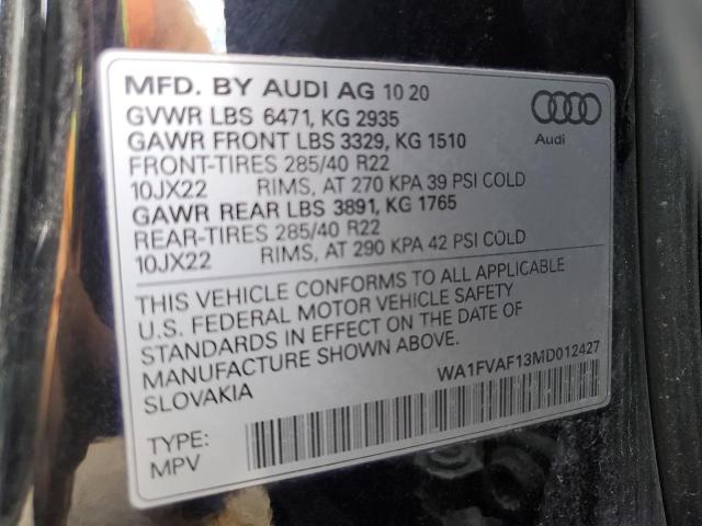 Photo 11 VIN: WA1FVAF13MD012427 - AUDI Q8 PRESTIG 