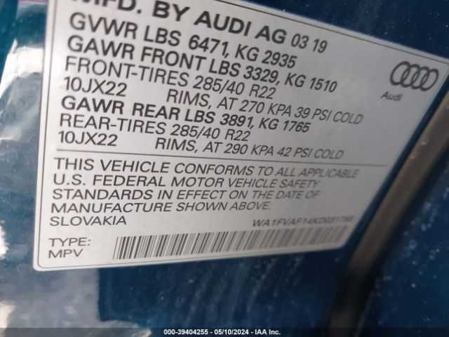 Photo 8 VIN: WA1FVAF14KD031758 - AUDI Q8 