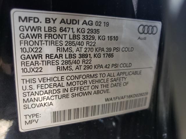 Photo 9 VIN: WA1FVAF16KD028229 - AUDI Q8 PRESTIG 