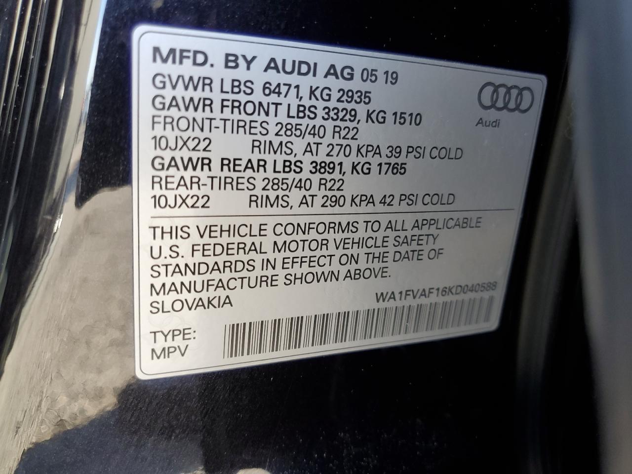 Photo 12 VIN: WA1FVAF16KD040588 - AUDI Q8 