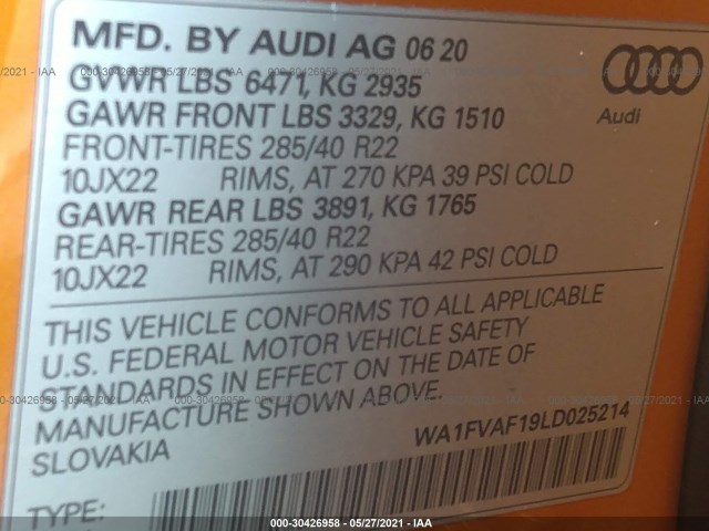 Photo 8 VIN: WA1FVAF19LD025214 - AUDI Q8 