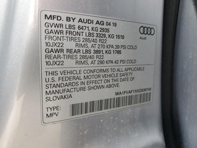 Photo 12 VIN: WA1FVAF1XKD036740 - AUDI Q8 PRESTIG 