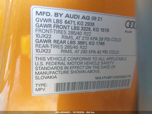 Photo 8 VIN: WA1FVBF12ND005170 - AUDI Q8 