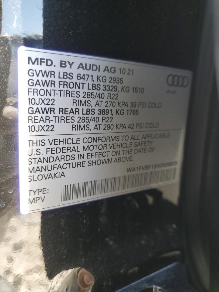 Photo 12 VIN: WA1FVBF15ND006829 - AUDI Q8 