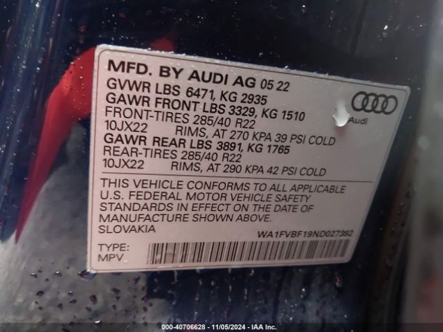 Photo 8 VIN: WA1FVBF19ND027392 - AUDI Q8 