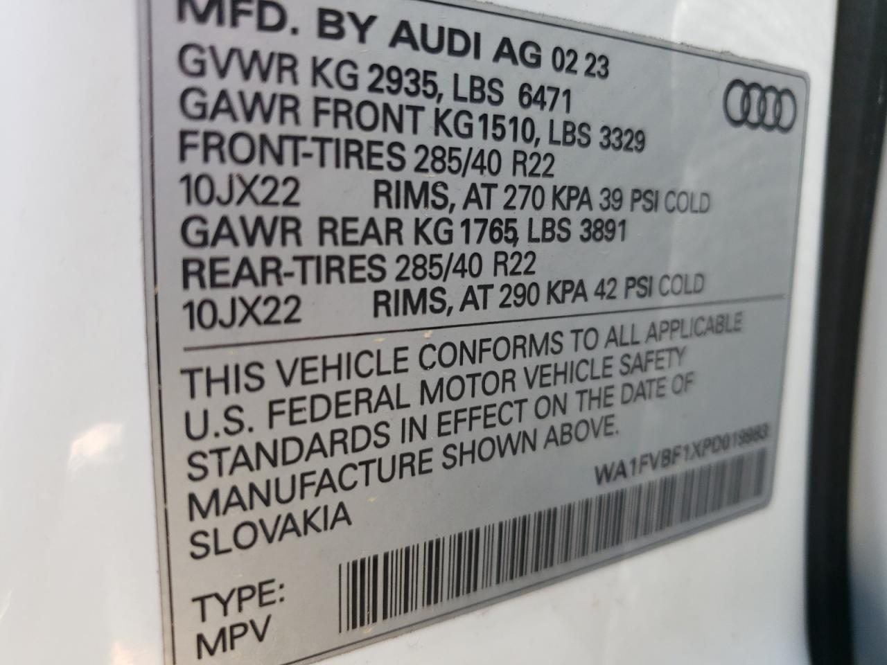 Photo 13 VIN: WA1FVBF1XPD019983 - AUDI Q8 