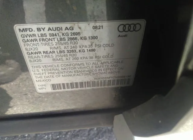 Photo 8 VIN: WA1G2AFY2N2008196 - AUDI Q5 