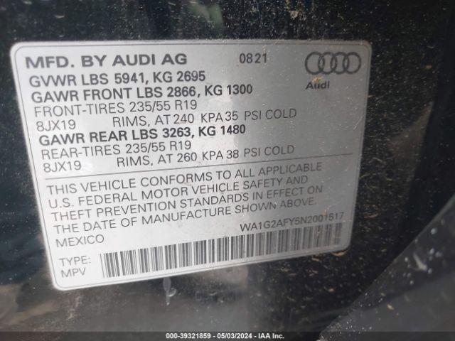 Photo 8 VIN: WA1G2AFY5N2001517 - AUDI Q5 