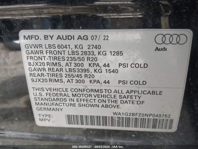 Photo 8 VIN: WA1G2BFZ0NP049752 - AUDI Q4 E-TRON 