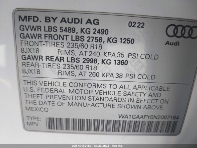 Photo 8 VIN: WA1GAAFY0N2067184 - AUDI Q5 