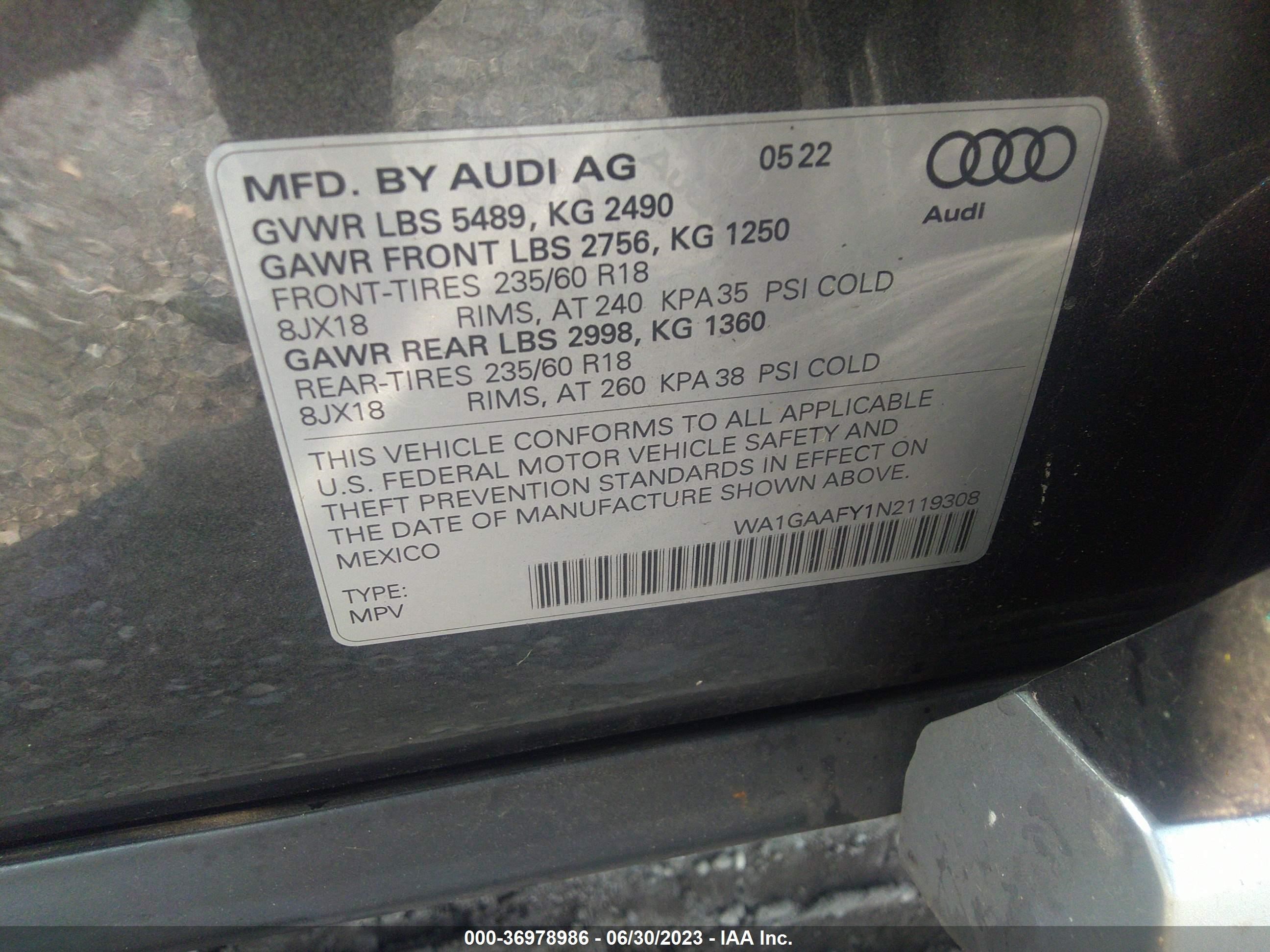 Photo 8 VIN: WA1GAAFY1N2119308 - AUDI Q5 