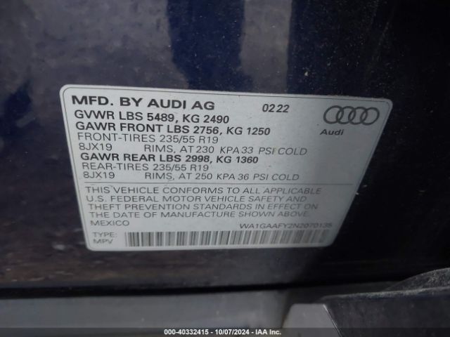 Photo 8 VIN: WA1GAAFY2N2070135 - AUDI Q5 