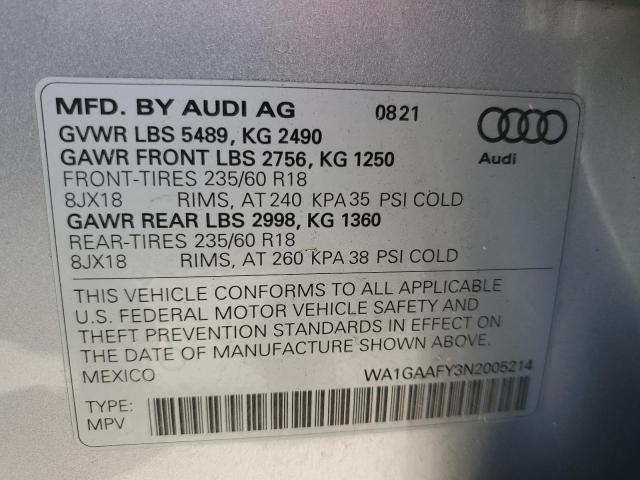 Photo 9 VIN: WA1GAAFY3N2005214 - AUDI Q5 PREMIUM 