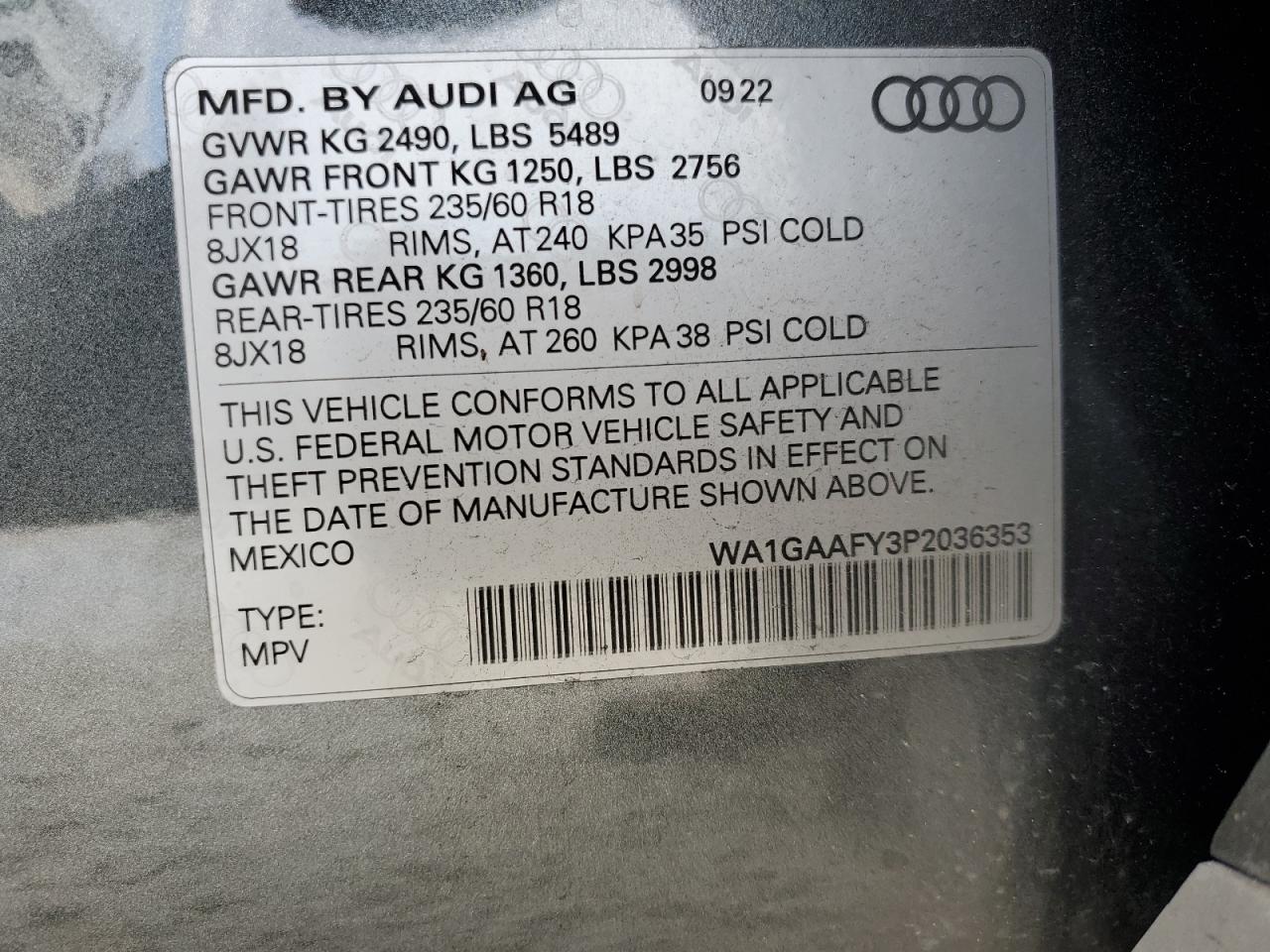 Photo 13 VIN: WA1GAAFY3P2036353 - AUDI Q5 