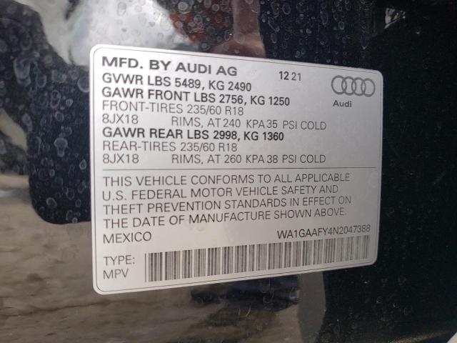 Photo 9 VIN: WA1GAAFY4N2047388 - AUDI Q5 PREMIUM 