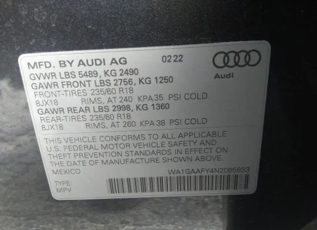 Photo 8 VIN: WA1GAAFY4N2065633 - AUDI Q5 