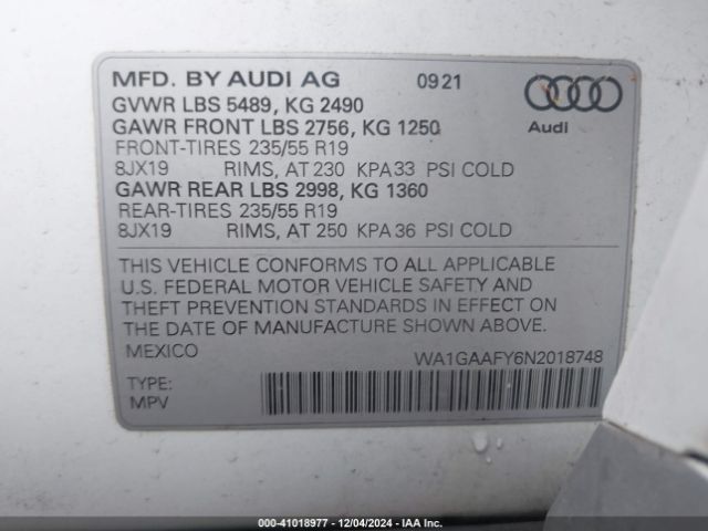 Photo 8 VIN: WA1GAAFY6N2018748 - AUDI Q5 