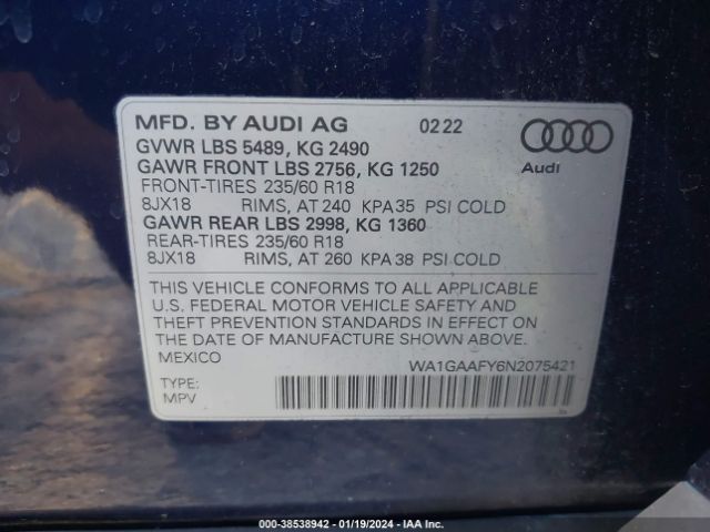 Photo 8 VIN: WA1GAAFY6N2075421 - AUDI Q5 