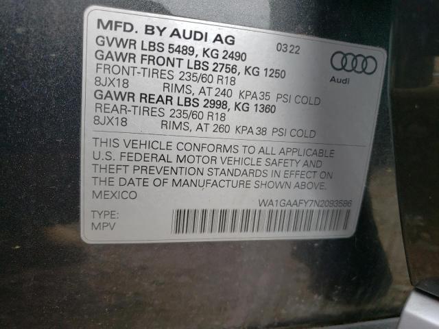 Photo 12 VIN: WA1GAAFY7N2093586 - AUDI Q5 PREMIUM 