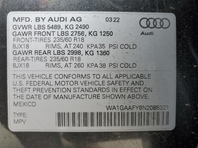 Photo 12 VIN: WA1GAAFY8N2085321 - AUDI Q5 PREMIUM 