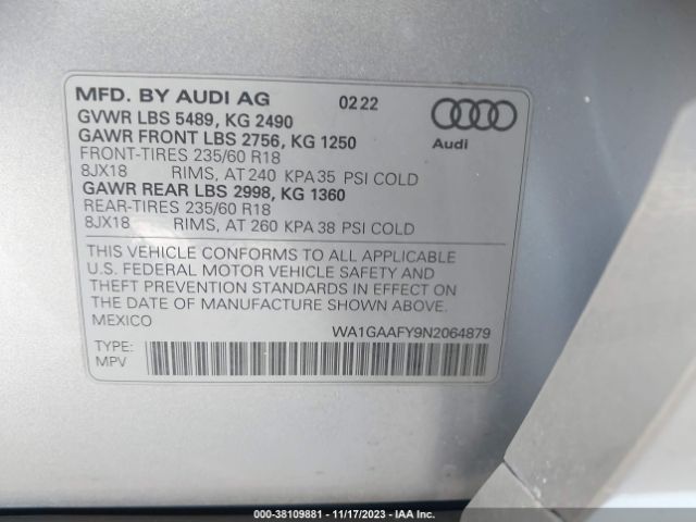 Photo 8 VIN: WA1GAAFY9N2064879 - AUDI Q5 