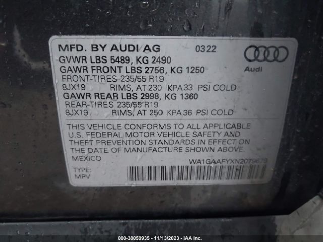 Photo 8 VIN: WA1GAAFYXN2079679 - AUDI Q5 