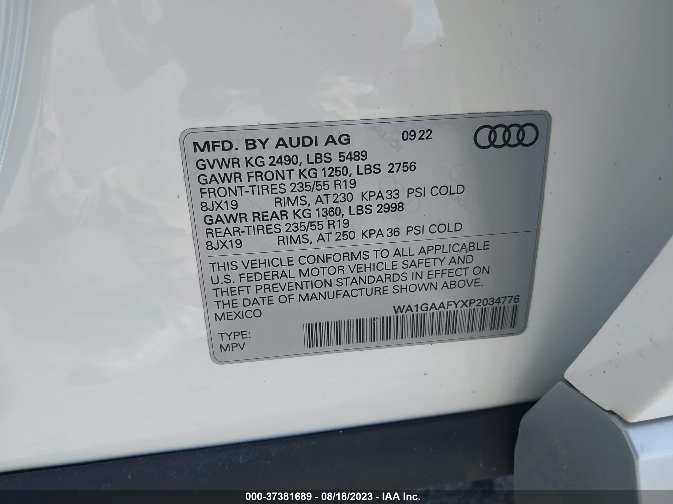 Photo 8 VIN: WA1GAAFYXP2034776 - AUDI Q5 