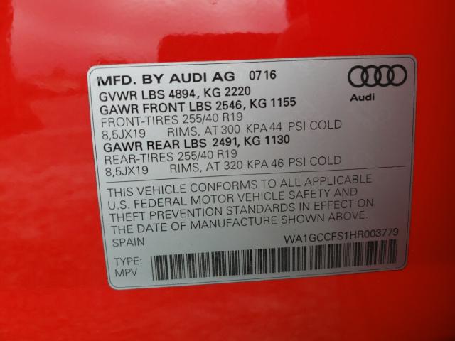 Photo 9 VIN: WA1GCCFS1HR003779 - AUDI Q3 PRESTIG 