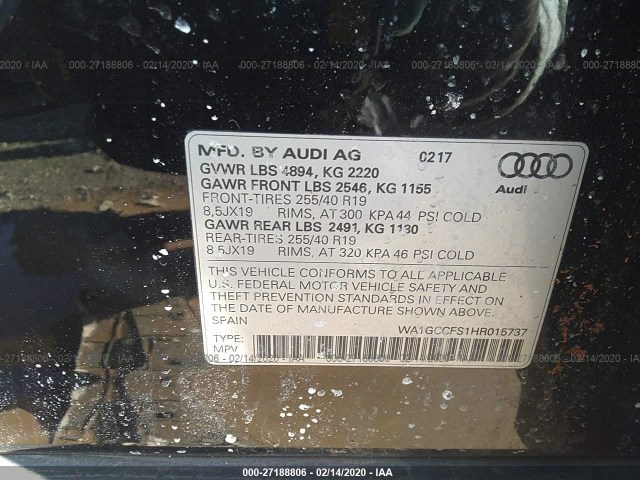 Photo 8 VIN: WA1GCCFS1HR015737 - AUDI Q3 