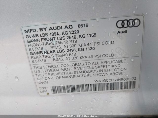 Photo 8 VIN: WA1GCCFS8HR001172 - AUDI Q3 