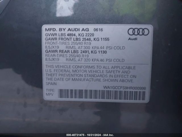 Photo 8 VIN: WA1GCCFS9HR000998 - AUDI Q3 