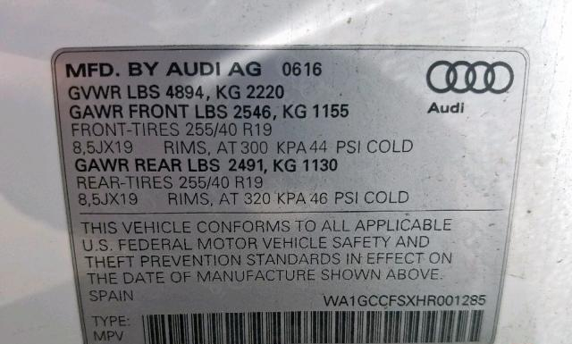 Photo 9 VIN: WA1GCCFSXHR001285 - AUDI Q3 